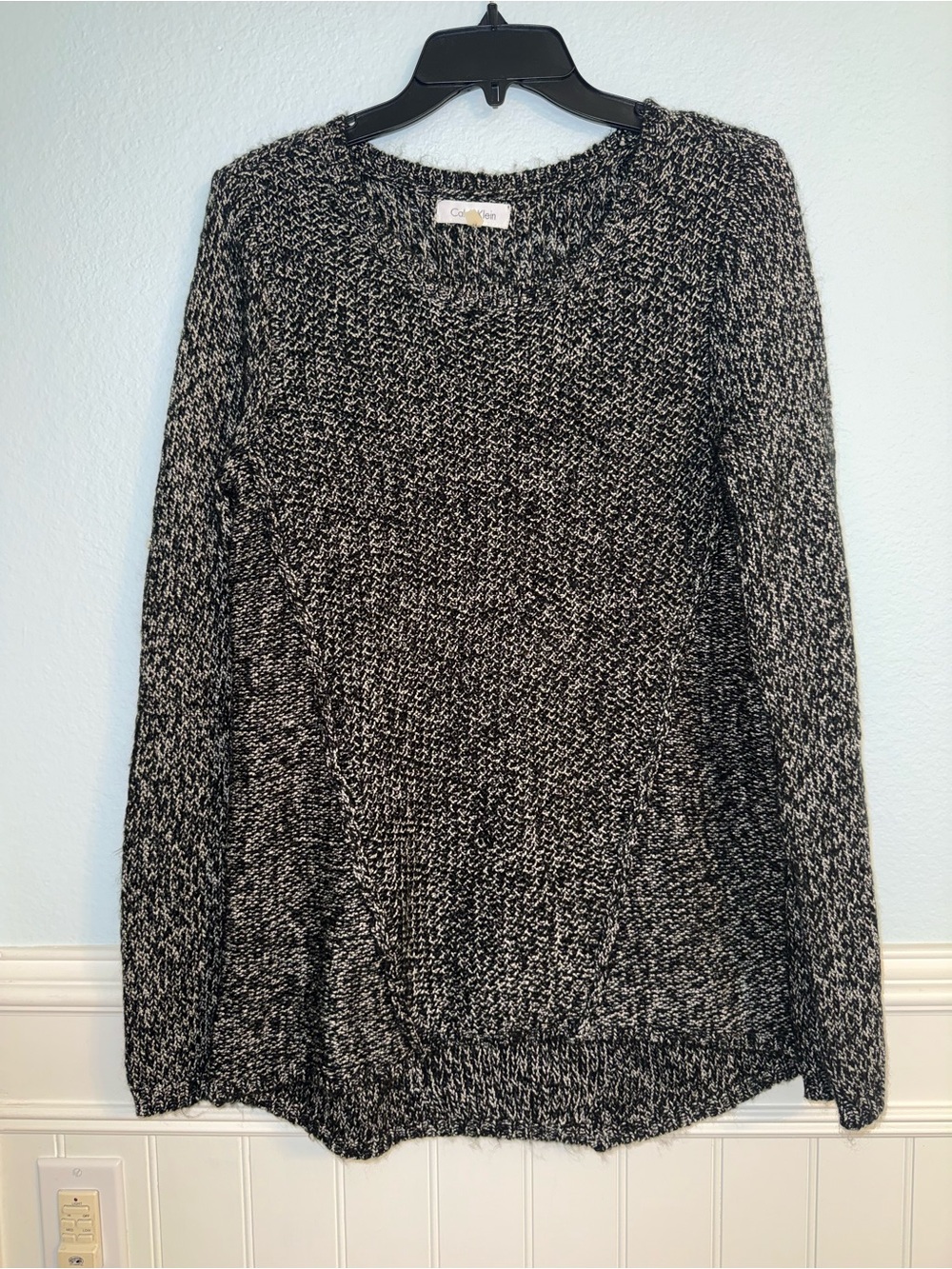 Calvin Klein Black & White Marled Crewneck Sweater